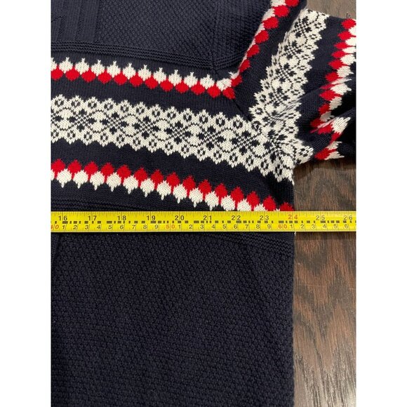 Nautica Men's Crewneck Knit Pullover Sweater Navy Blue XL Wool Blend Fair Isle - Picture 7 of 7